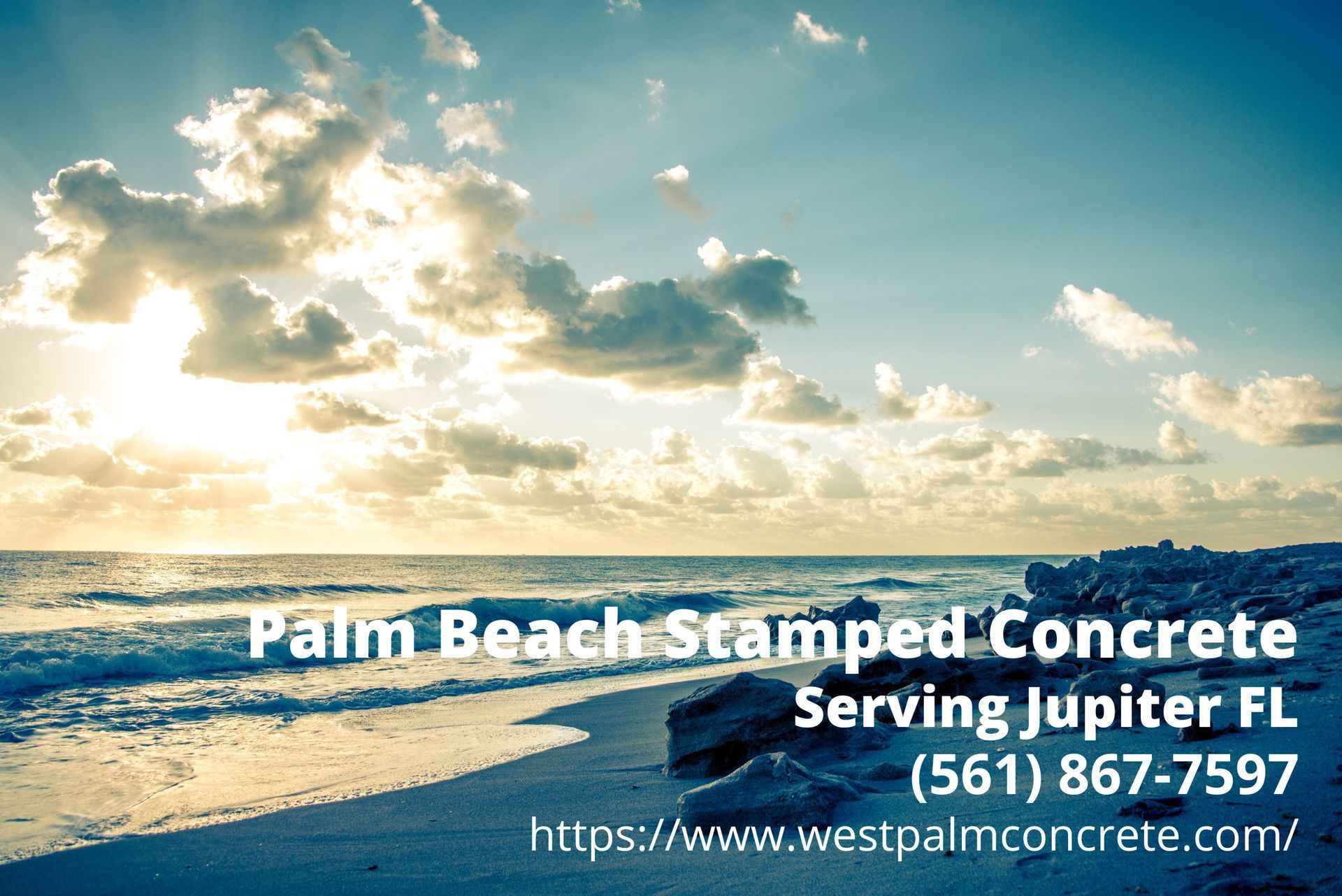 business info of Palm Beach Stamped Concrete - a decorative concrete contractor serving Jupiter FL and the neighboring areas